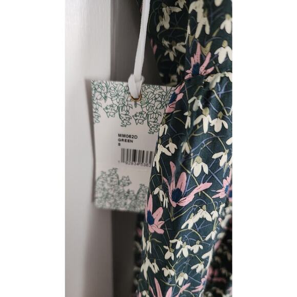 Tuckernuck Hyacinth House Green & Pink Floral Tiered Sadie Midi Dress Sz S - Picture 8 of 8